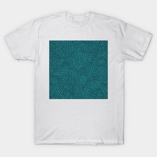 Radial Turing Pattern (Green) T-Shirt by John Uttley